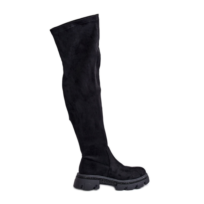Women's Over the Knee Boots Eco Suede Black Irithalla