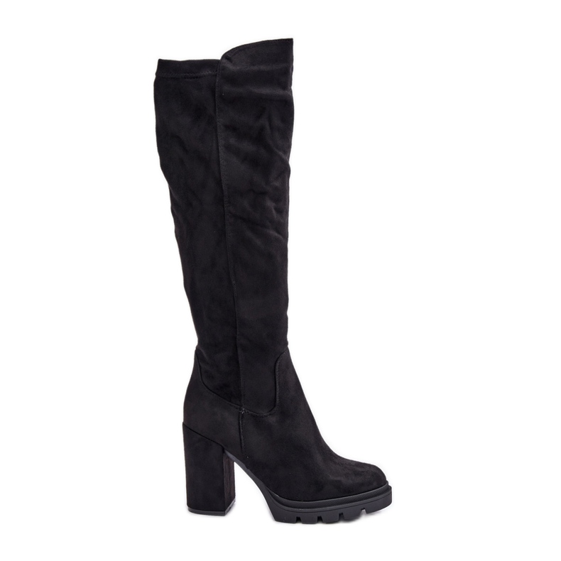 Insulated Women's Boots On A Heel Eco Suede Black Tirisha Insulated Women's Boots On A Heel Eco Suede Black Tirisha