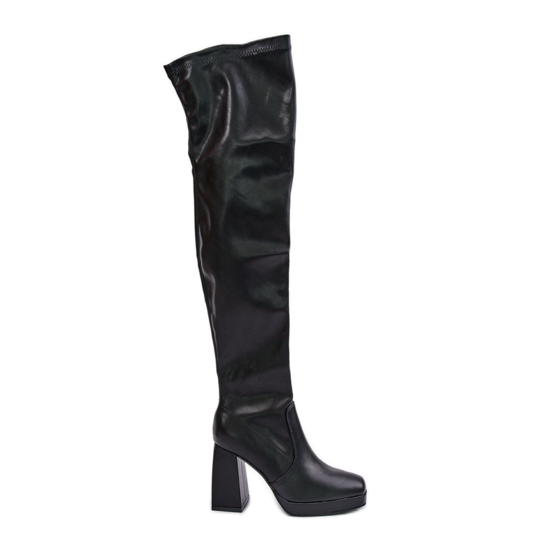 Over the Knee Boots with a Block Heel Black Liatheia