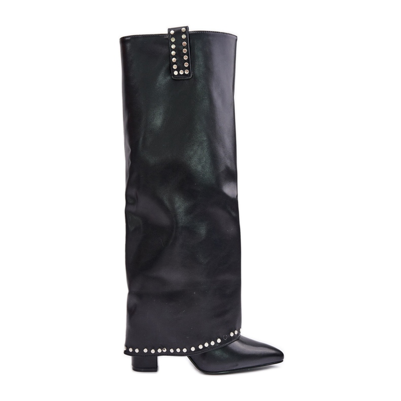 Women's Boots With Rolled Upper On A Heel Black Kailia