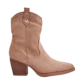 Ankle boots cowboy boots with eco suede heel beige narinae