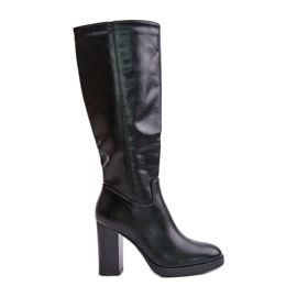 Boots On The Heel Eco Leather Above The Knee Black Riamaya