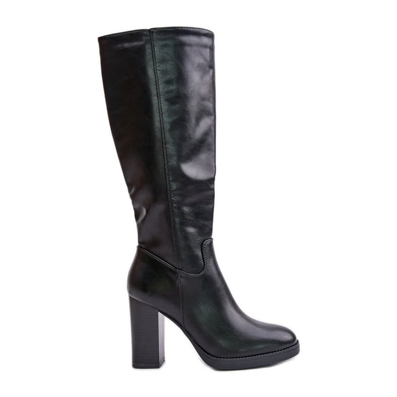 Boots On The Heel Eco Leather Above The Knee Black Riamaya