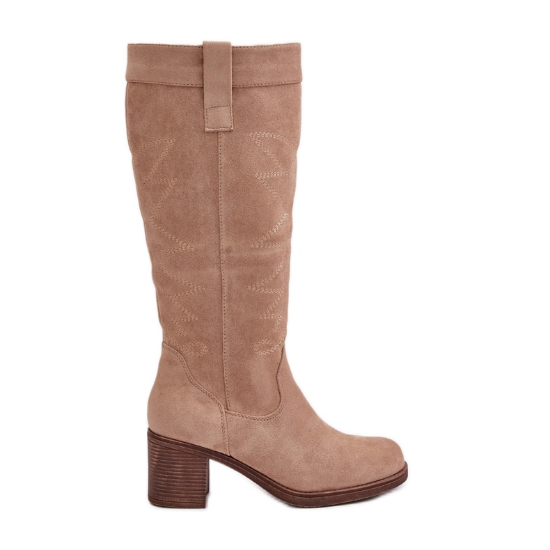Women's Boots On A Heel Above The Knee Beige Erisorae