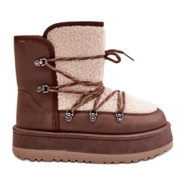 Women's Snow Boots On The Platform With Ties Brown Riaviana Women's Snow Boots On The Platform With Ties Brown Riaviana