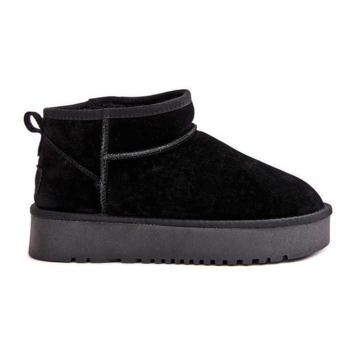 Women's Suede Platform Snow Boots Black Nereviana