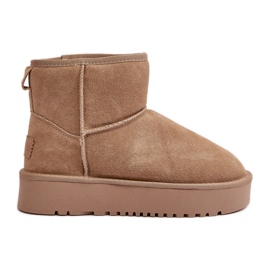 Women's Suede Snow Boots On Ankle Platform Beige Rianaella