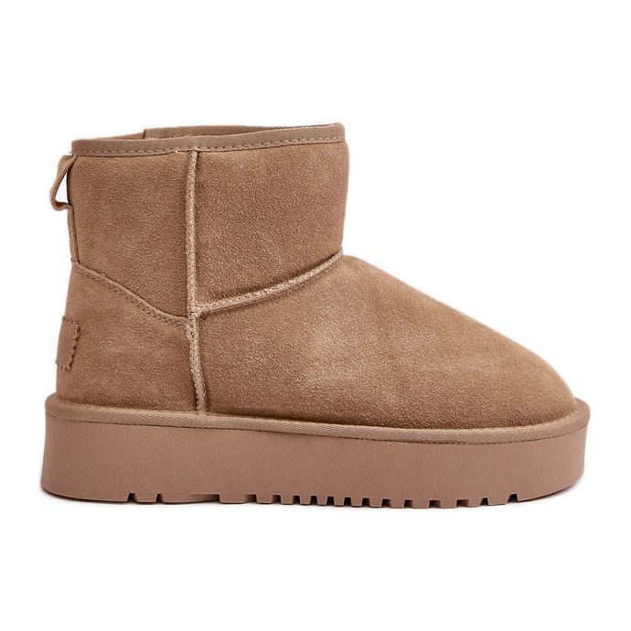 Women's Suede Snow Boots On Ankle Platform Beige Rianaella