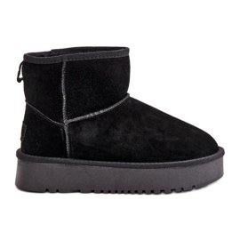 Women's Suede Ankle Platform Snow Boots Black Rianaella