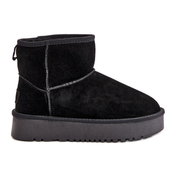 Women's Suede Ankle Platform Snow Boots Black Rianaella