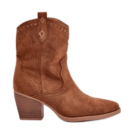 Ankle boots cowboy boots with a block heel made of eco suede camel narinae brown Ankle boots cowboy boots with a block heel made of eco suede camel narinae brown