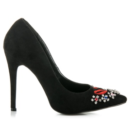 Weide Suede heels with crystals black