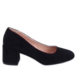 Fredette Black comfortable heel pumps
