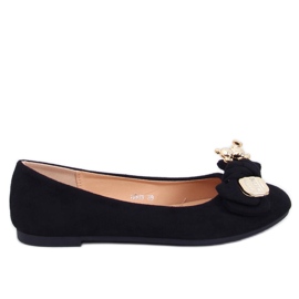 Kelee Black Suede Teddy Bear Ballet Flats