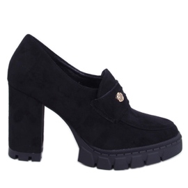 Lains Black Heeled Platform Loafers