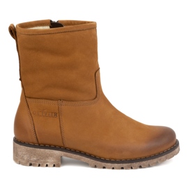 Olivier Women's leather ankle boots insulated winter 340BB brown