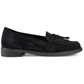 Black suede flat shoes