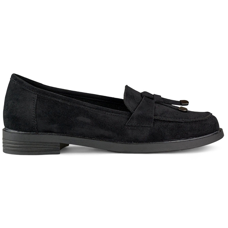 Black suede flat shoes