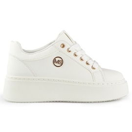 White women's sneakers with a thick sole