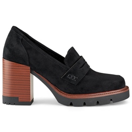 Black women's high-heeled loafers