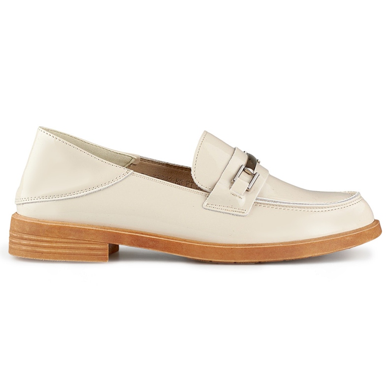 Beige patent leather women's shoes
