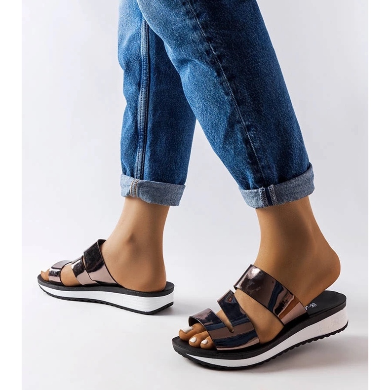 Black leather women's loafers with a thick sole