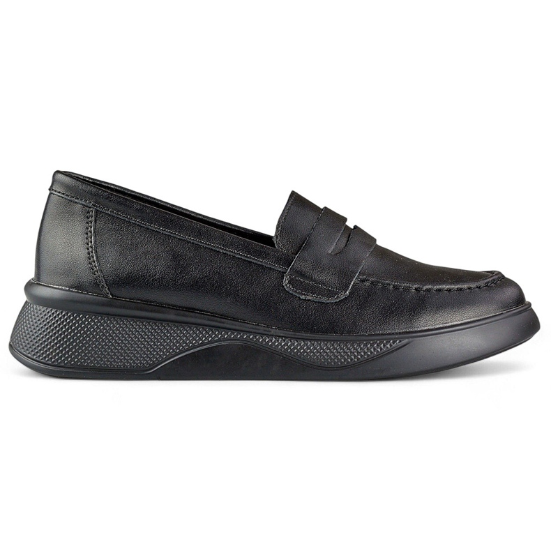 Leather classic black women's shoes on a comfortable platform Leather classic black women's shoes on a comfortable platform