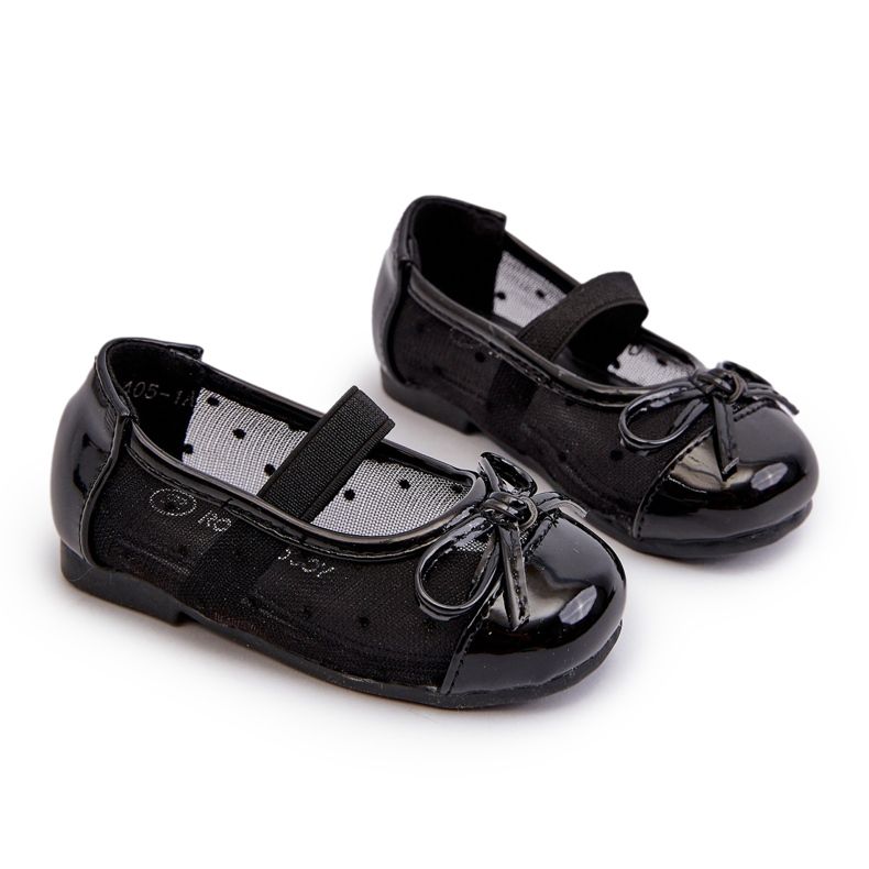 Children's ballerina shoes with a bow, Black Jellema