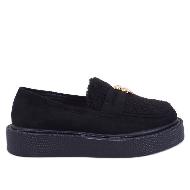 Anisha Black Sheepskin Platform Loafers