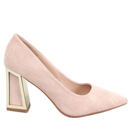 Constie Beige Geometric Heel Pumps