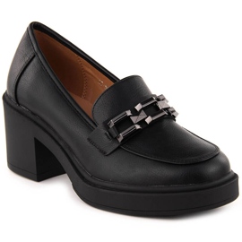 Women's high-heeled shoes with a chain, black Vinceza