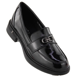 Women's patent leather loafers black Vinceza 58409