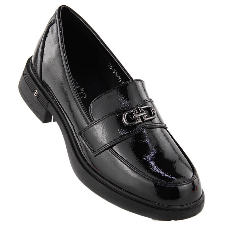Women's patent leather loafers black Vinceza 58409