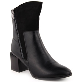 Women's ankle boots with heels, insulated, black, Jezzi ASA217-9 Women's ankle boots with heels, insulated, black, Jezzi ASA217-9