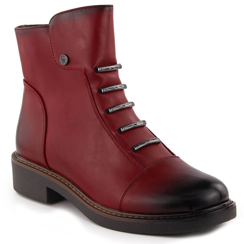 Women's insulated ankle boots red Jezzi ASA252-5