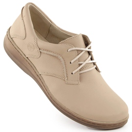 Leather women's half-shoes comfortable beige Helios 715 Leather women's half-shoes comfortable beige Helios 715