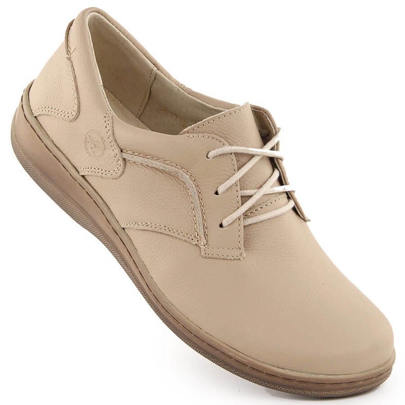 Leather women's half-shoes comfortable beige Helios 715
