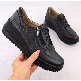 Leather women's shoes comfortable black Helios 419