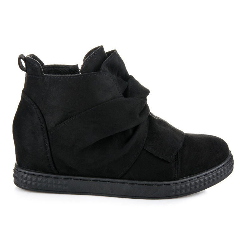 Bella Star Suede sports wedge sneakers black