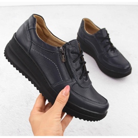 Leather women's half-boots comfortable navy blue Helios 419