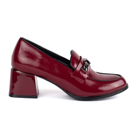 Burgundy patent leather women's high-heeled shoes red