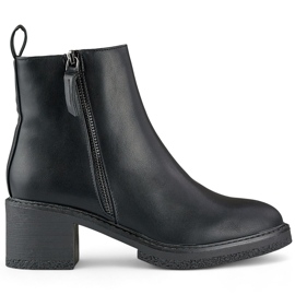 Black classic women's ankle boots with a comfortable heel women's ankle boots made of eco-leather