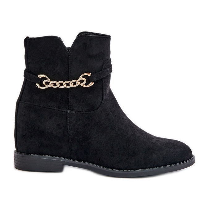 Women's Ankle Boots With Hidden Wedge Made Of Eco Suede Black Ofcorna