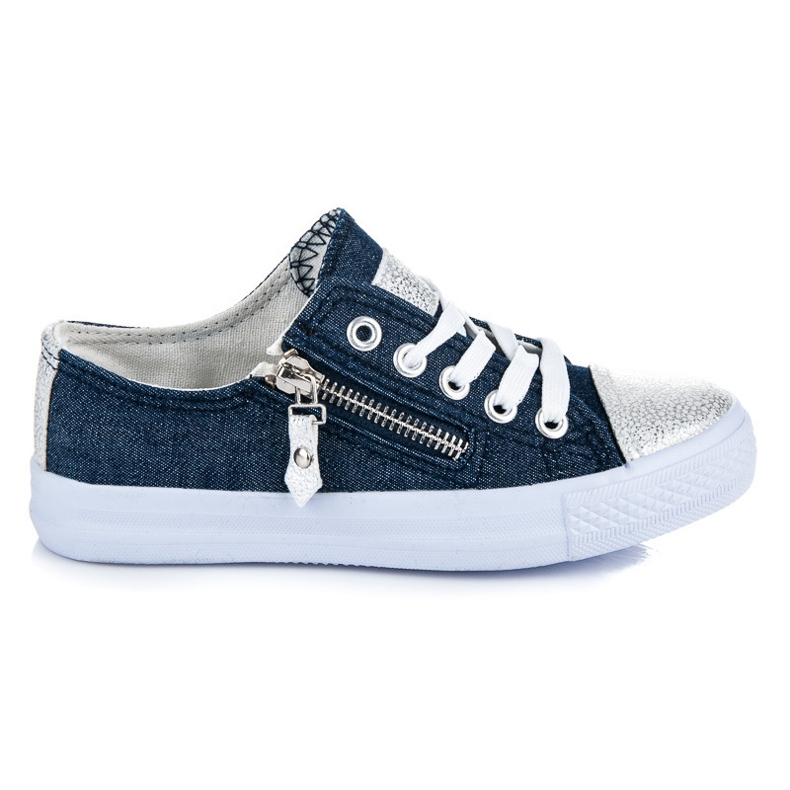 Sport Denim Sneakers On The Platform blue