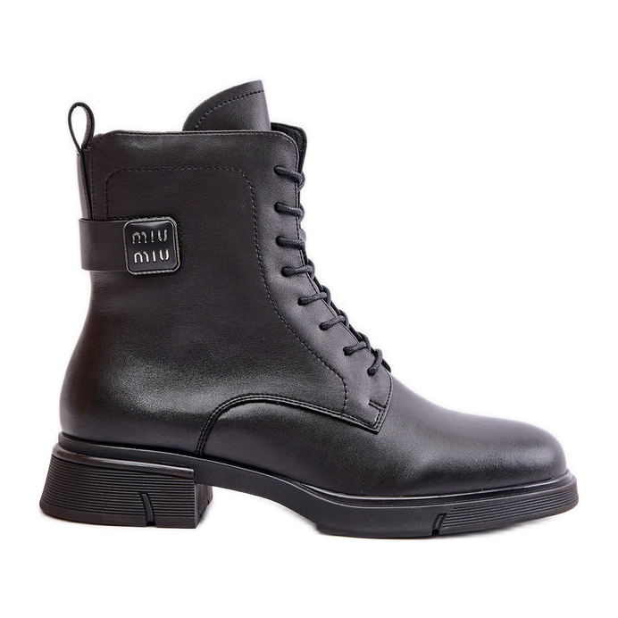 Insulated Worker Ankle Boots Women's Natural Leather Black Vinceza 66688