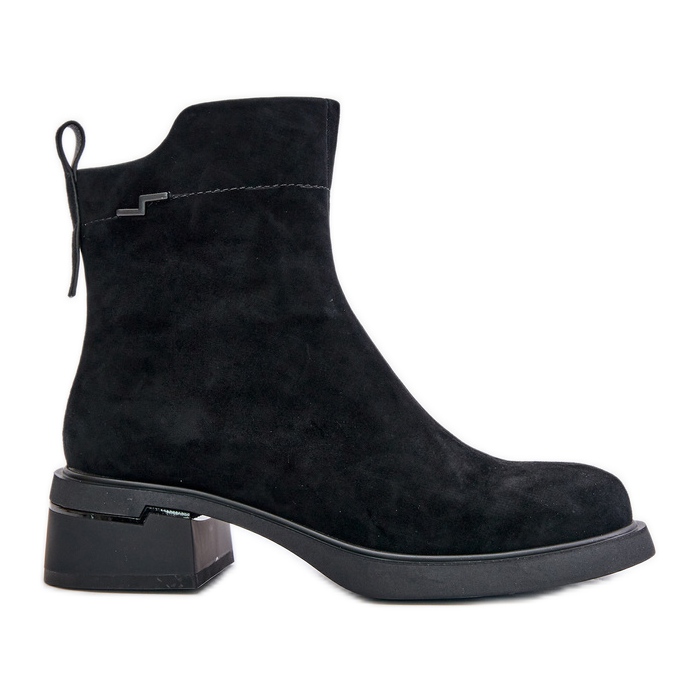 Insulated Women's Ankle Boots Made of Natural Suede with Zipper Black Vinceza 66696