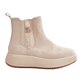 Women's Slip-On Platform Ankle Boots With Pin Eco Suede Light Beige Ciatheia Women's Slip-On Platform Ankle Boots With Pin Eco Suede Light Beige Ciatheia
