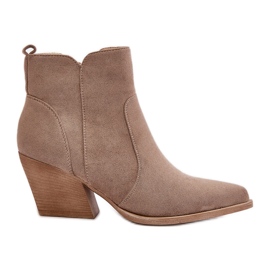 Insulated Cowboy Boots Eco Suede Zipper Dark Beige Virtris Insulated Cowboy Boots Eco Suede Zipper Dark Beige Virtris