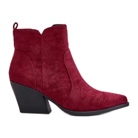 Insulated Cowboy Boots Eco Suede Zipper Burgundy Virtris red