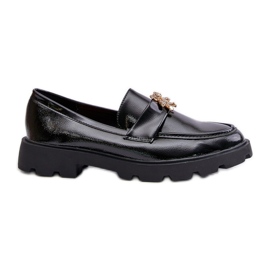 Patent Leather Women's Teddy Bear Moccasins Black Kaithra